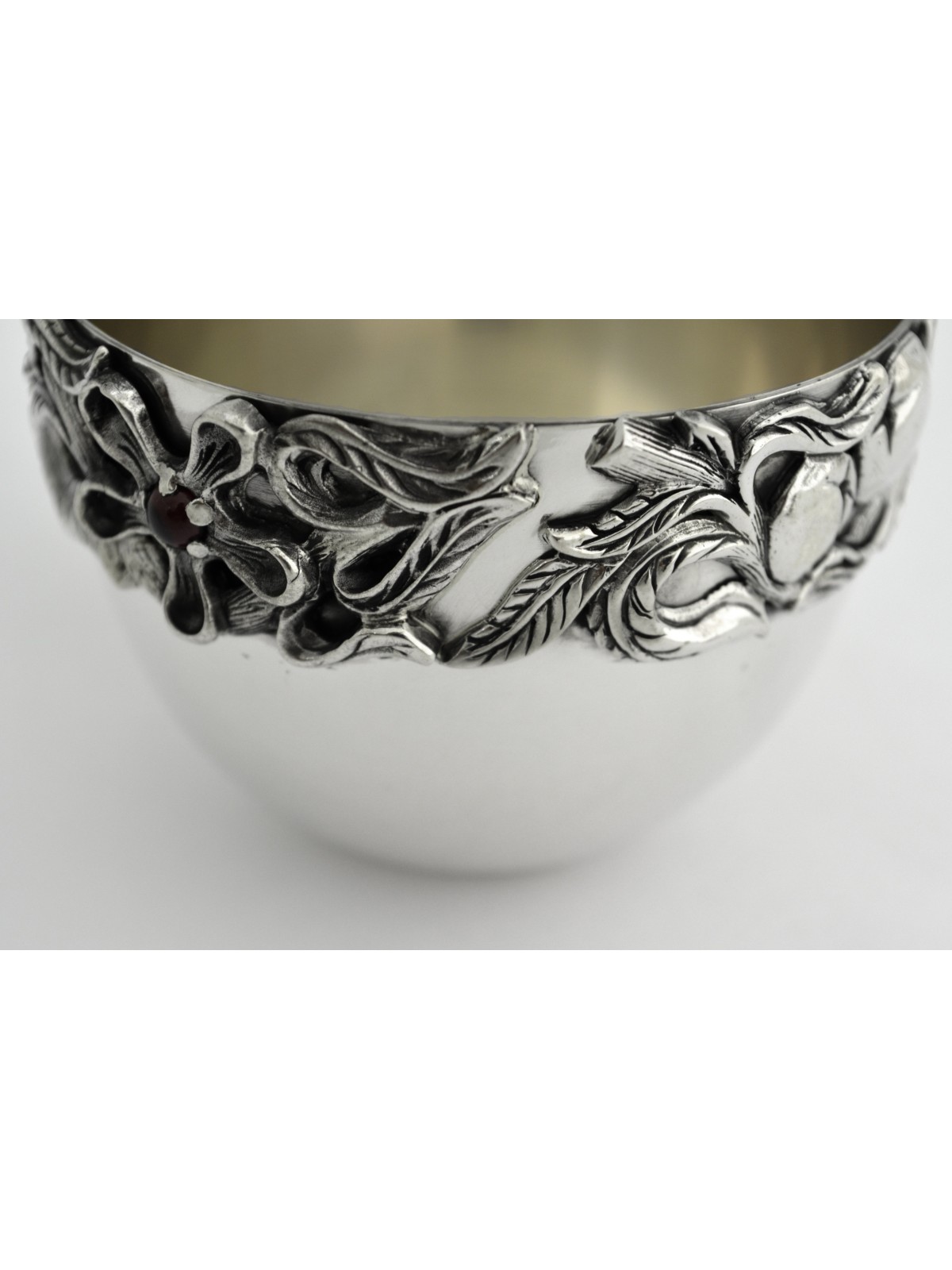 Flowers Sterling Silver Classic Honey Dish & Tray , Tu B'Av Gifts , Is