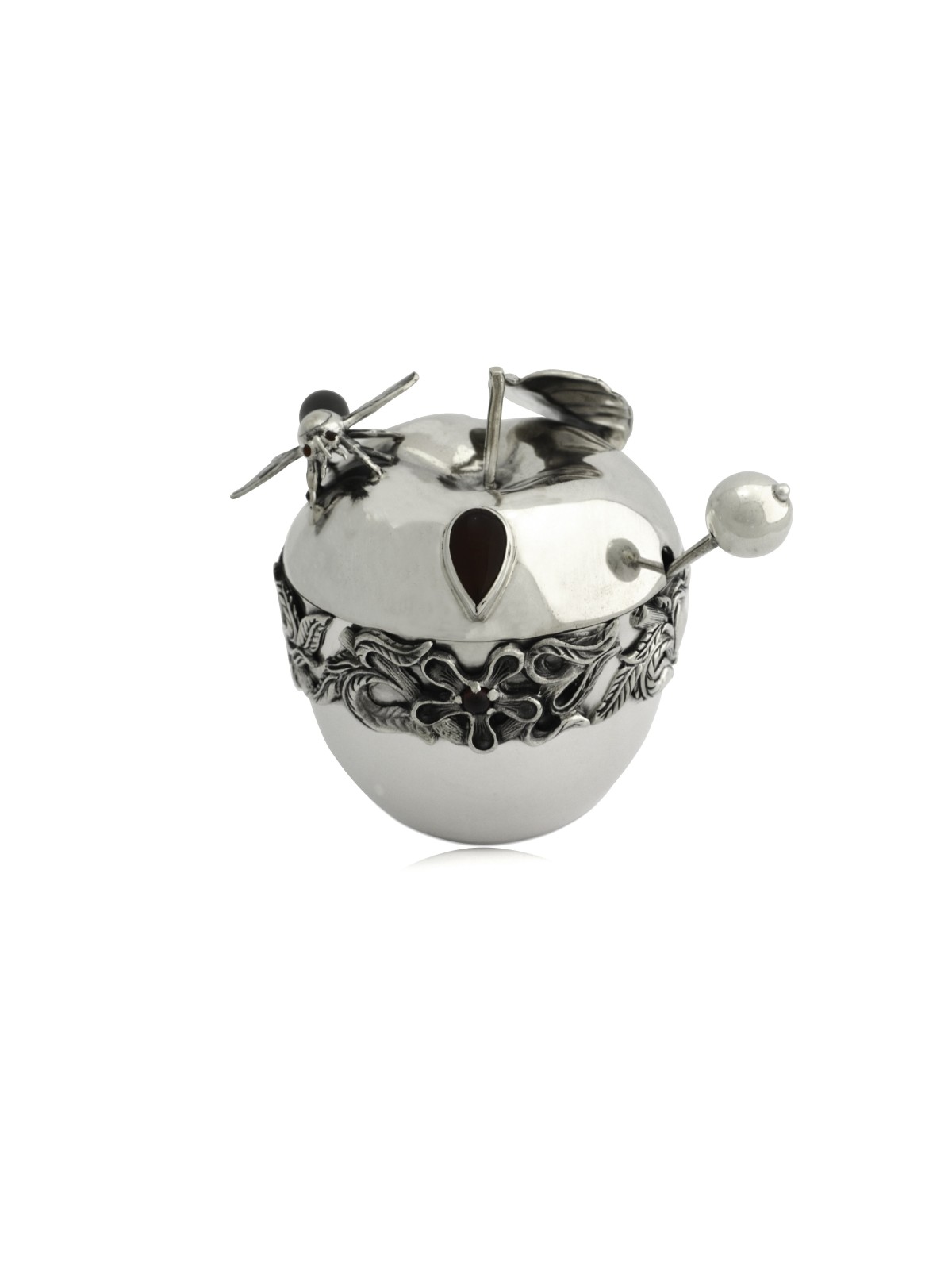Fleurs Sterling Silver Classic Honey Dish & Tray , Tu B'Av Gifts , Est