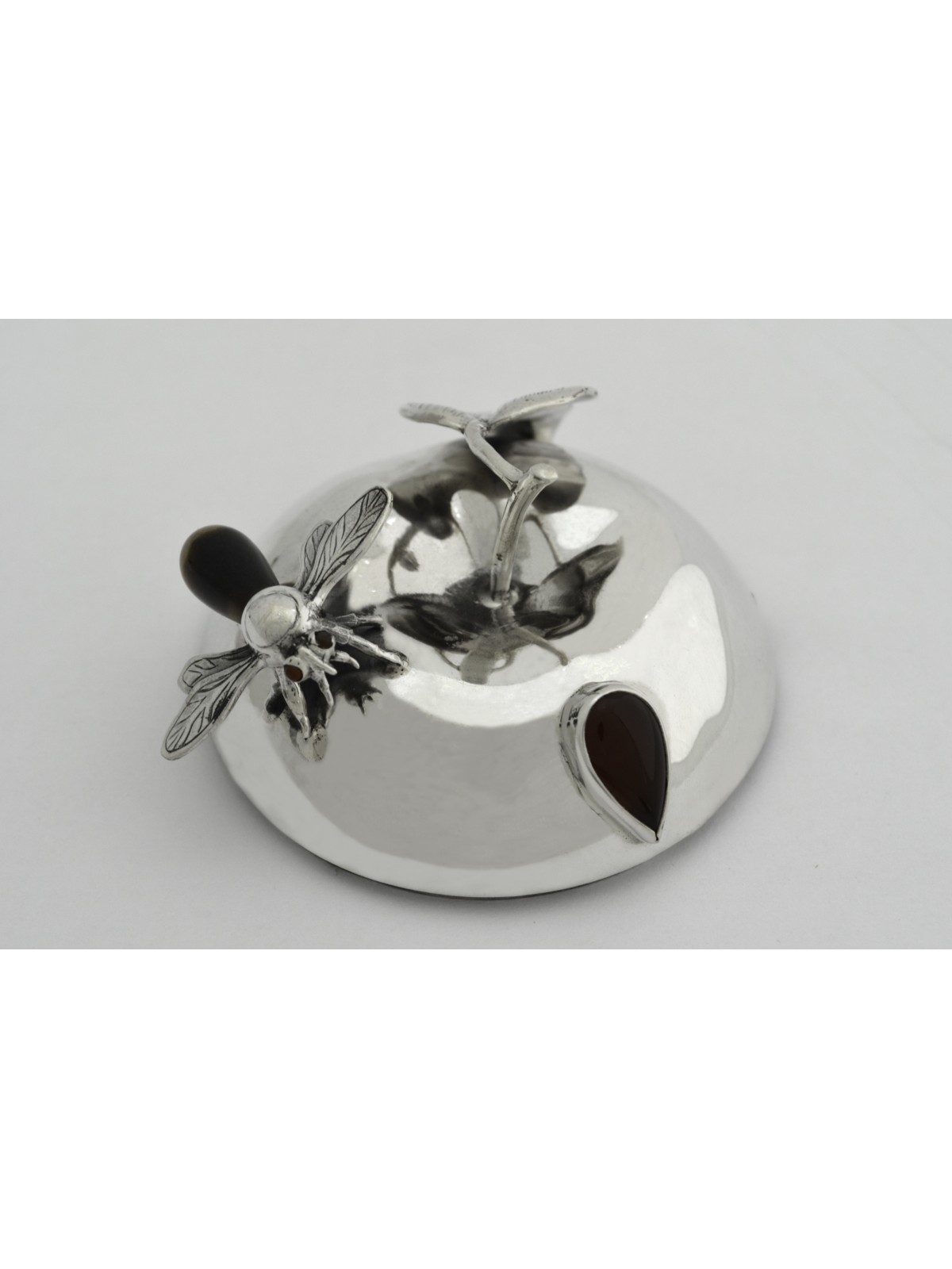 Fleurs Sterling Silver Classic Honey Dish & Tray , Tu B'Av Gifts , Est