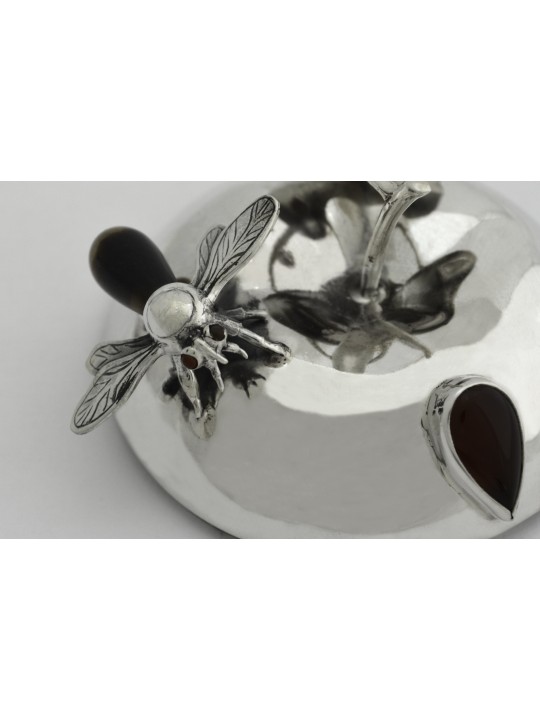 Fleurs Sterling Silver Classic Honey Dish & Tray , Tu B'Av Gifts , Est