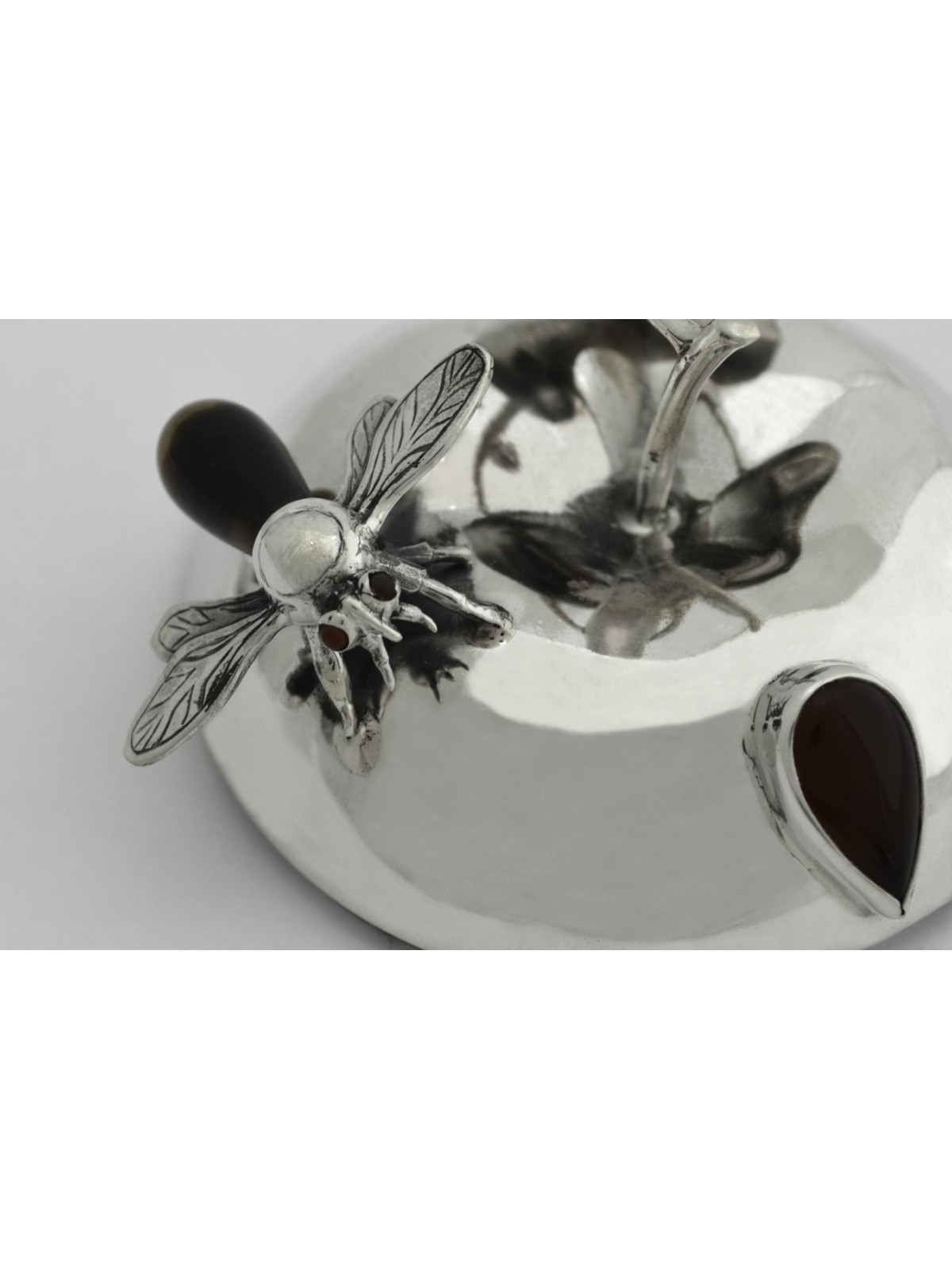 Fleurs Sterling Silver Classic Honey Dish & Tray , Tu B'Av Gifts , Est