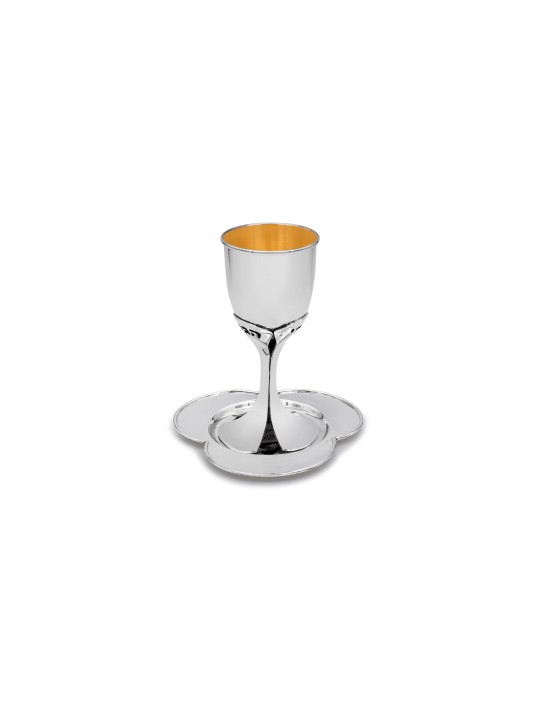 Coupe de Kiddush florale spéciale avec hébreu Shabbat ble, Kiddush Cu moderne