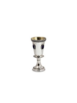 Silver Octagonal Shape Kiddush Goblet with Amethys , Kiddush Cups , Is