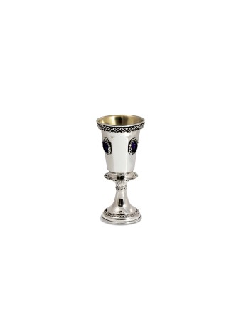 Gobelet de Kiddush de forme octogonale en argent avec améthys, tasses de Kiddush, est