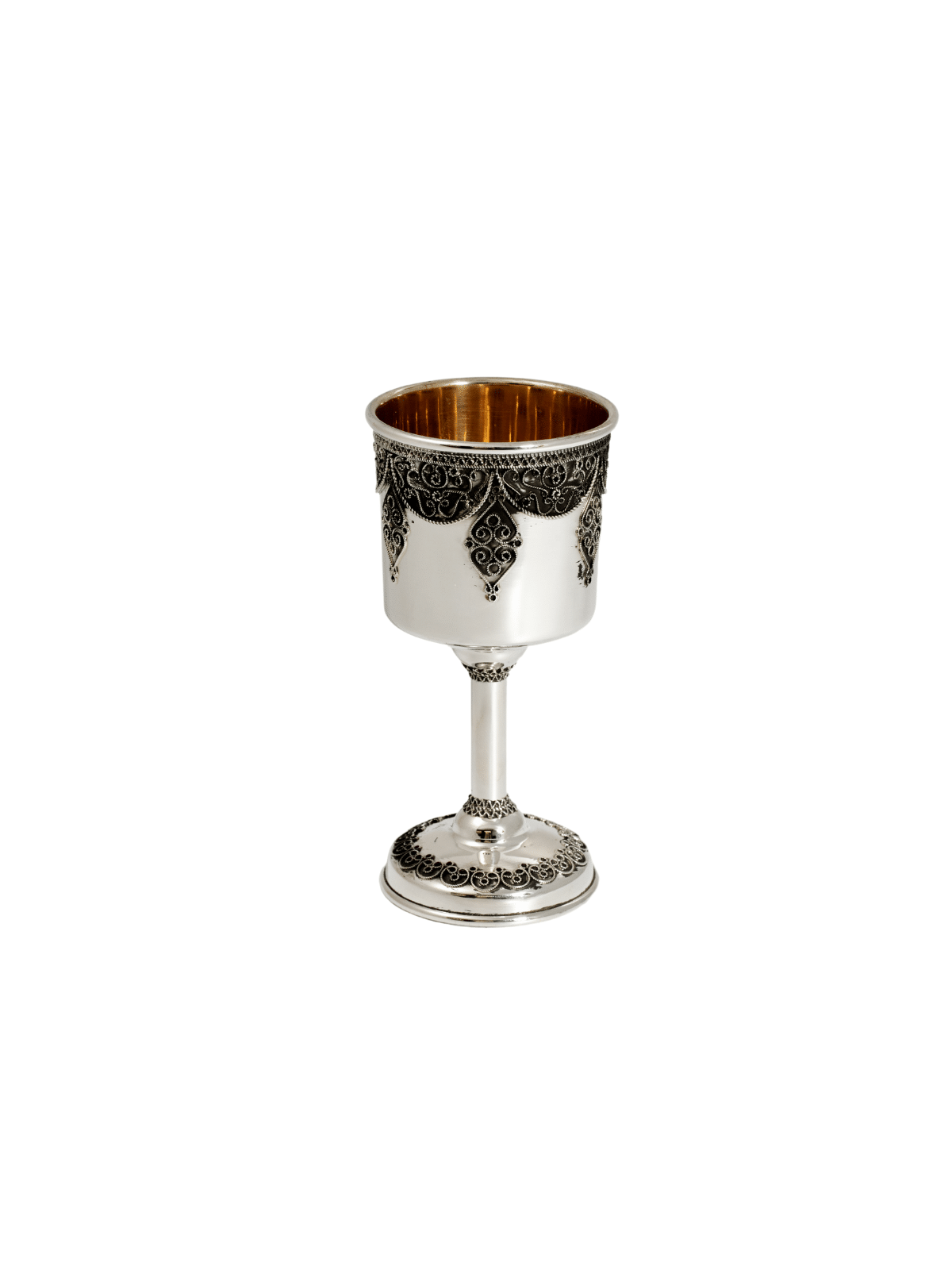 Élégant gobelet de Kiddush en argent avec filigr oxydé, tasses de Kiddush, est