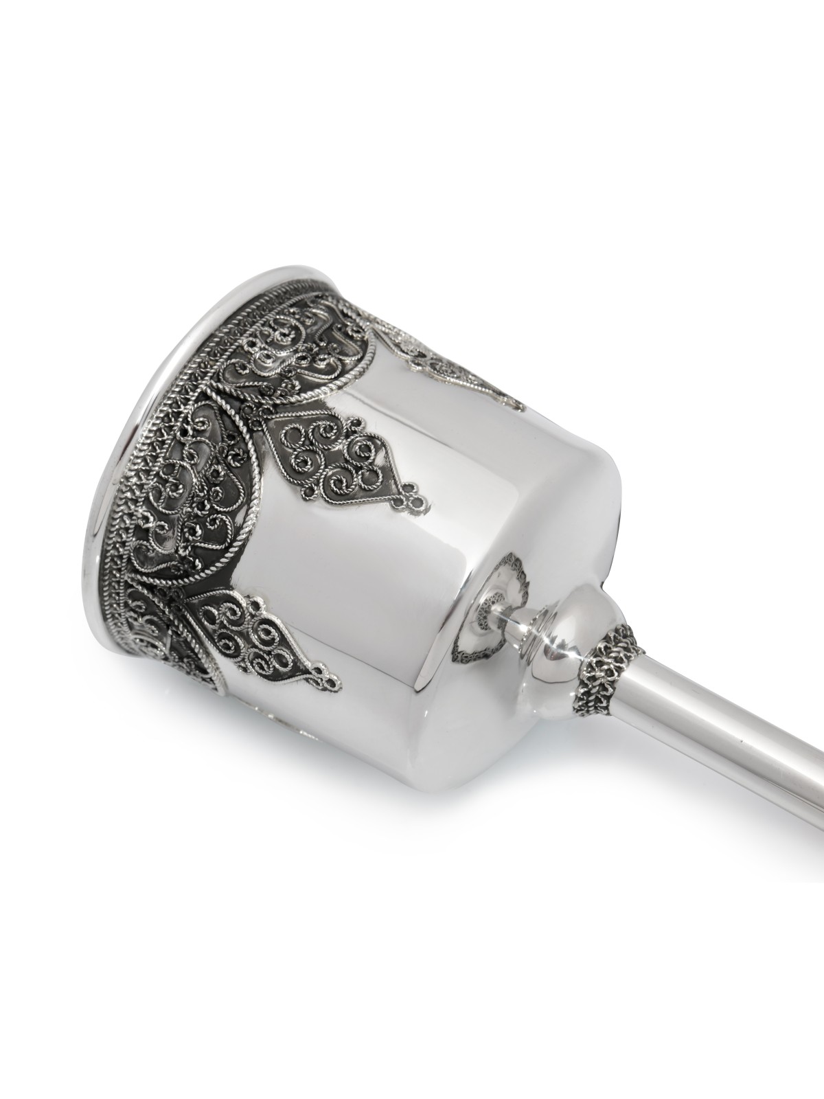 Élégant gobelet de Kiddush en argent avec filigr oxydé, tasses de Kiddush, est