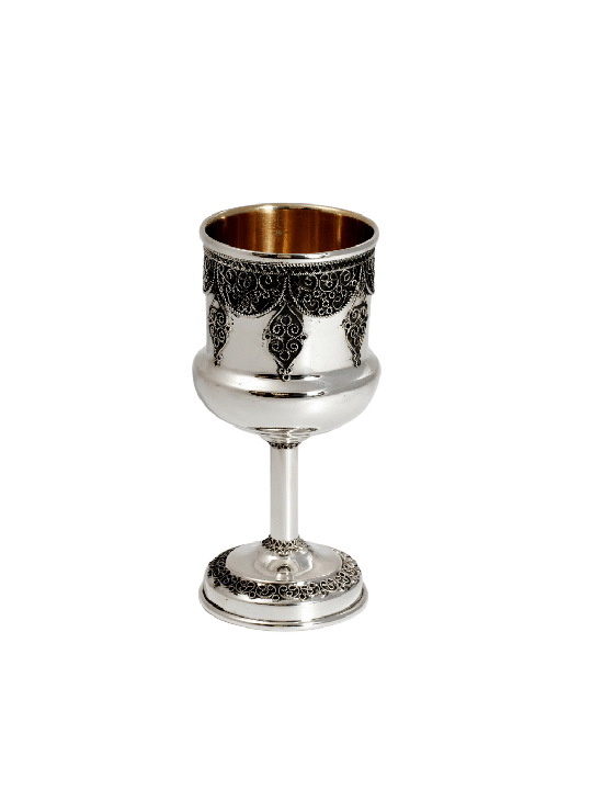 Coupe de Kiddouch classique en argent avec longue tige et anti, coupes de Kiddouche, est