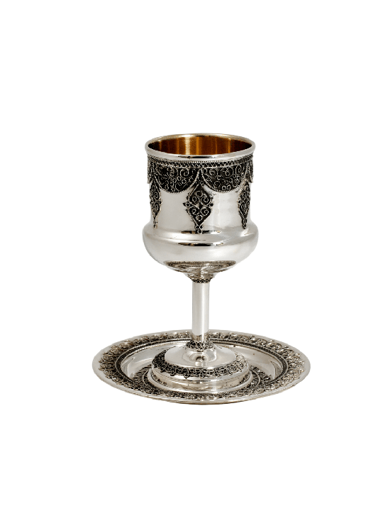 Coupe de Kiddouch classique en argent avec longue tige et anti, coupes de Kiddouche, est