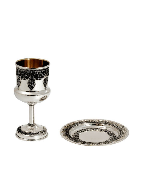 Classic Silver Kiddush Cup with Long Stem and Anti , Kiddush Cups , Is