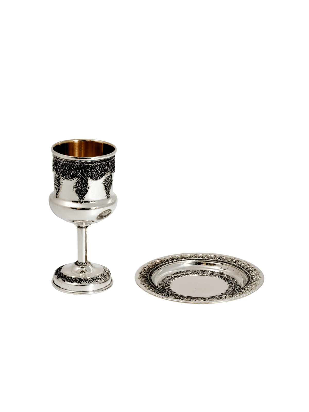 Classic Silver Kiddush Cup with Long Stem and Anti , Kiddush Cups , Is