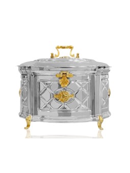 Sterling Silver Etrog Box with 14K Gold Decoration , Tu B'Av Gifts , I