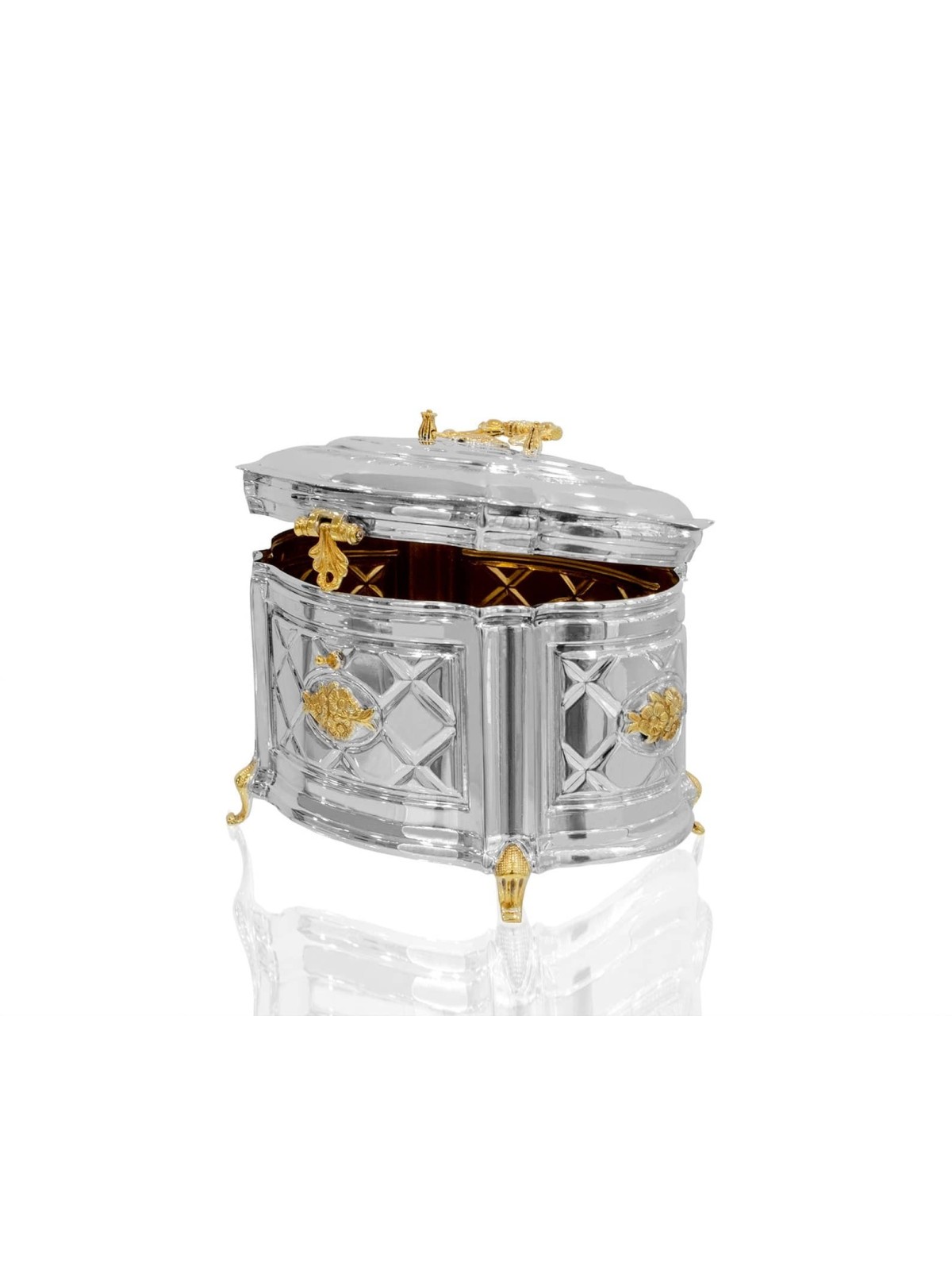 Boîte Etrog en argent sterling avec décoration en or 14 carats, cadeaux Tu B'Av, I