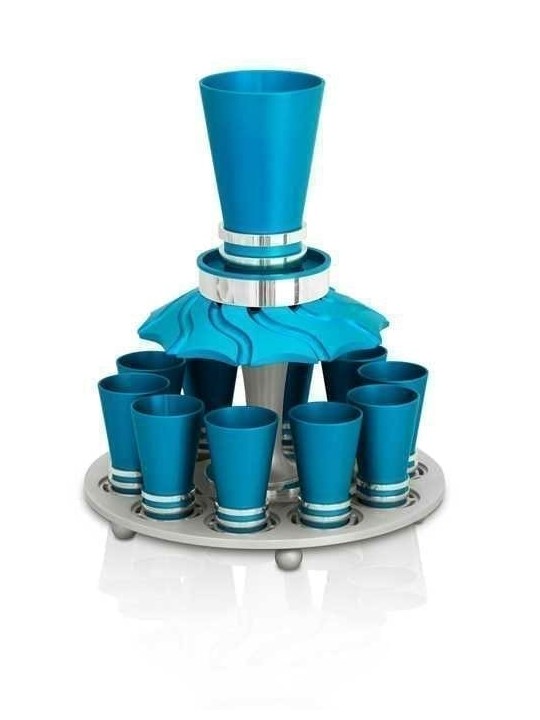 One of a Kind Wine Fountain Colorful Aluminum Set , Kiddush Fountains