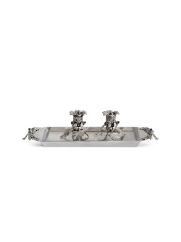 Bougeoirs à fleurs en argent sterling avec améthyste, argent sterling C