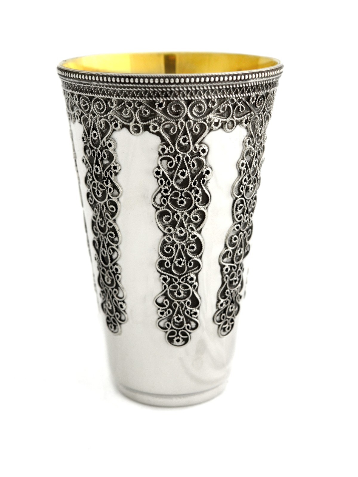 Kiddush d'argent en filigrane yéménite traditionnel, cadeaux de Pâque, Israël