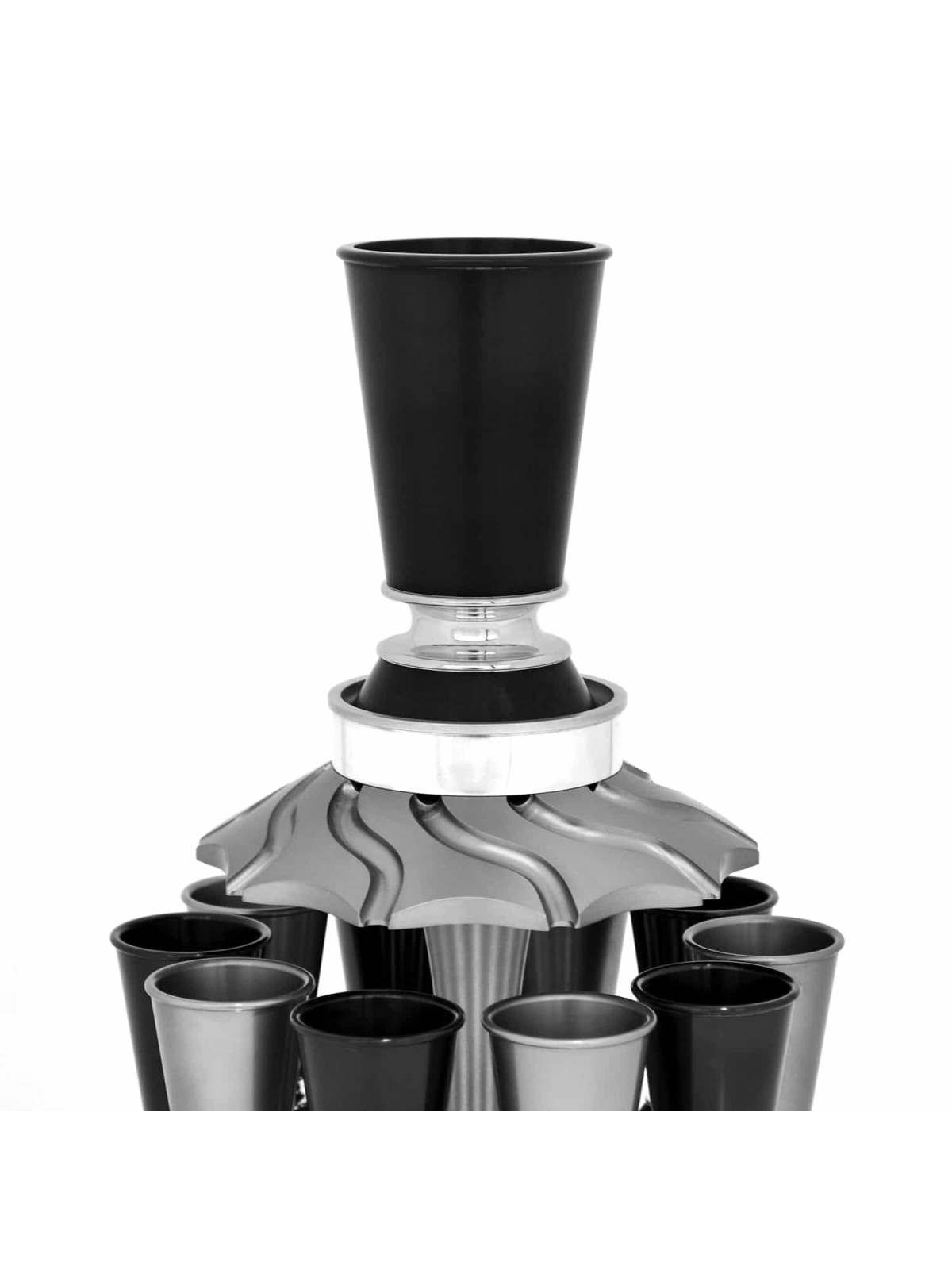 Black & Gray Wine Fountain with 10 Liqueur Cups , Kiddush Fountains ,