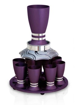 Aluminum Wine Fountain Set Egg-Shaped Cups , Kiddush Fountains , Israe