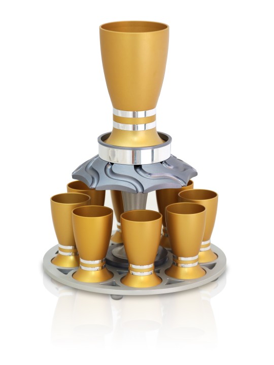 Ensemble de fontaines à vin en aluminium, tasses en forme d'œuf, fontaines de Kiddouch, Israël