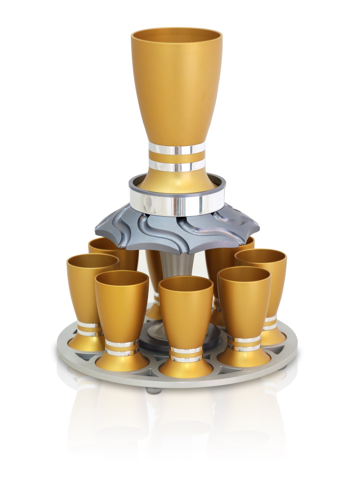Aluminum Wine Fountain Set Egg-Shaped Cups , Kiddush Fountains , Israe