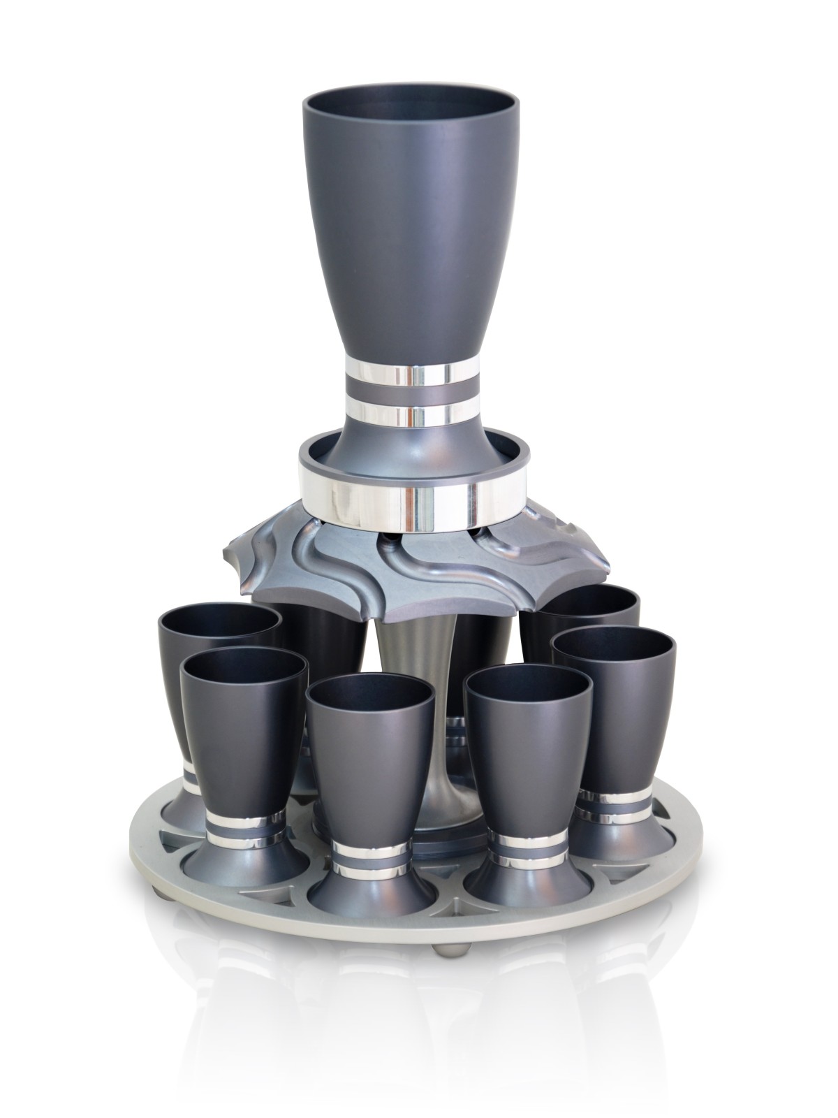 Aluminum Wine Fountain Set Egg-Shaped Cups , Kiddush Fountains , Israe