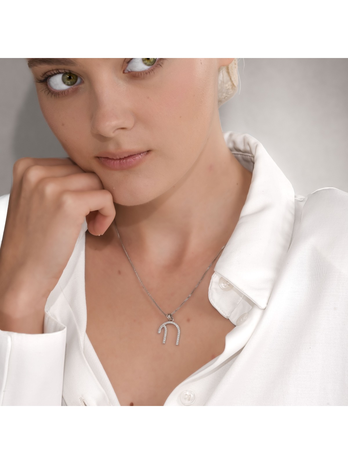 Grand design incurvé moderne en or blanc 14 carats avec diamant Ch, cadeaux Tu B'Av, I