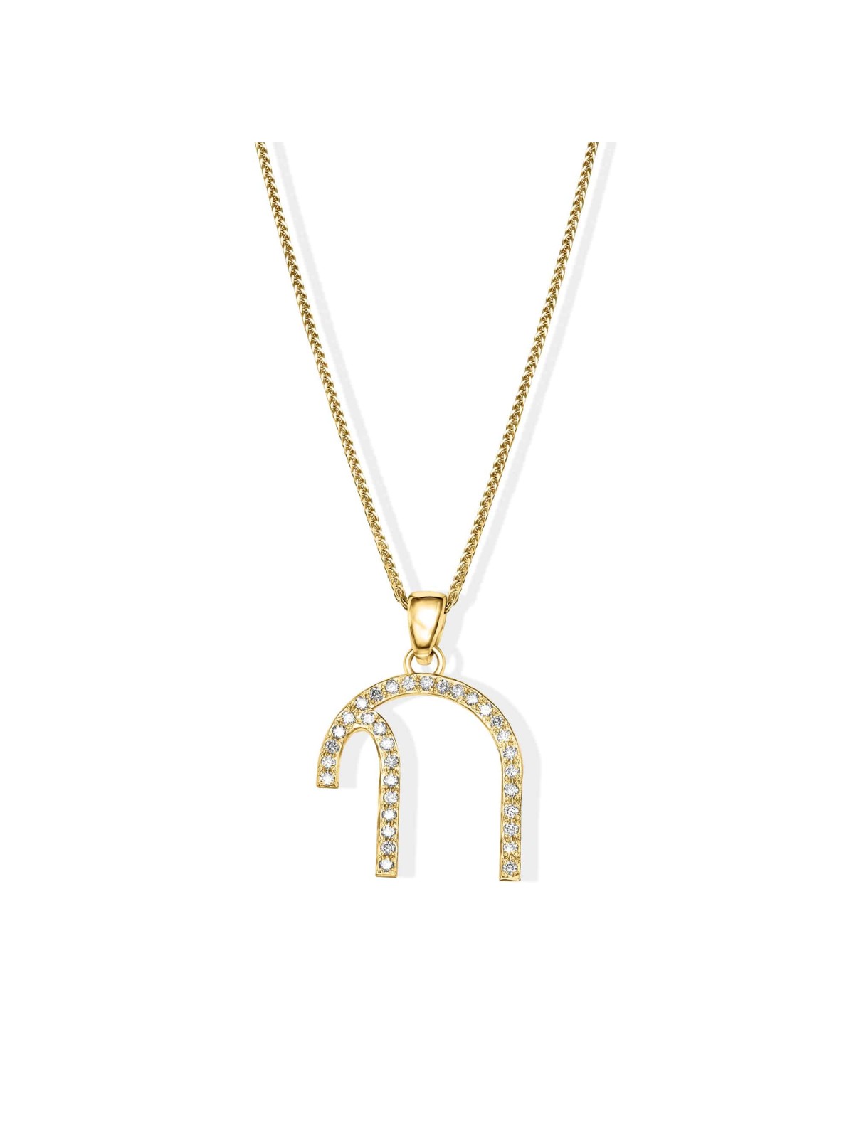 Big Modern Curved Design 14K White Gold Diamond Ch , Tu B'Av Gifts , I