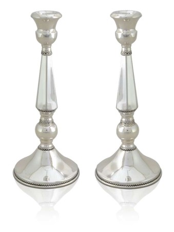 Antique Inspired Candlesticks with Filigree Rim , Sterling Silver Cand