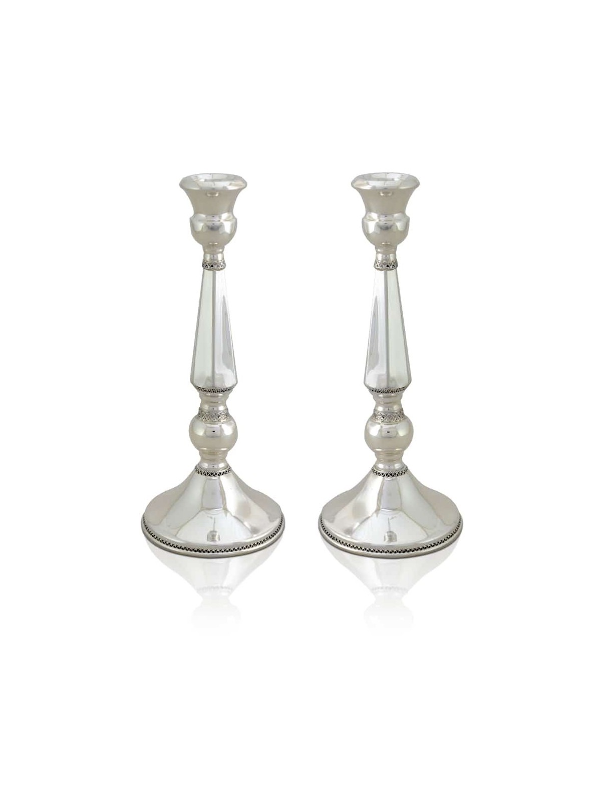 Chandeliers d'inspiration antique avec jante en filigrane, canette en argent sterling