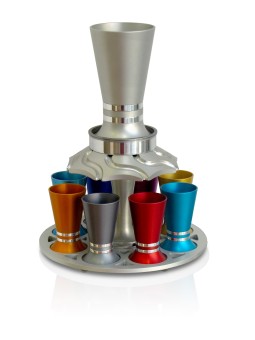 Stunning Wine Fountain Set with Colorful Small Cup , Kiddush Fountains