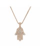 Collier Hamsa en or blanc avec diamants brillants, cadeaux Tu B'Av, Israël