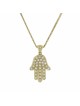 White Gold Hamsa Necklace with Shiny Diamonds , Tu B'Av Gifts , Israel