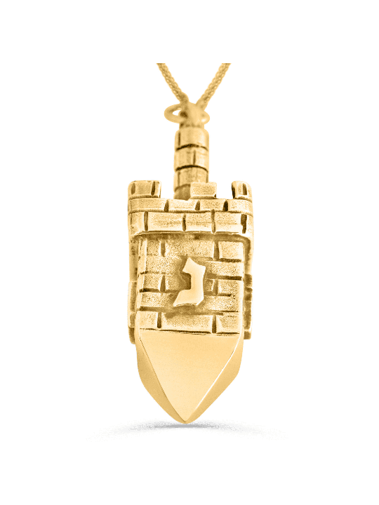 Big and Heavy 14K Yellow Gold Dreidel Necklace , Jewish Wedding Gifts