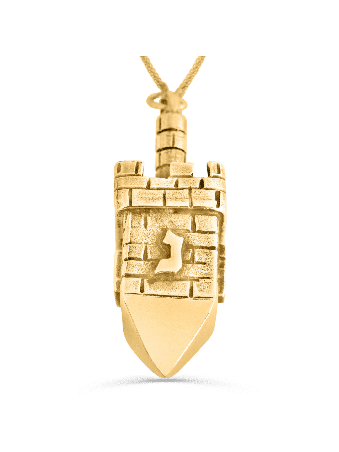 Big and Heavy 14K Yellow Gold Dreidel Necklace , Jewish Wedding Gifts