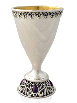 Coupe de Kiddouch décorée traditionnelle avec améthyste St, cadeaux de Pâque,