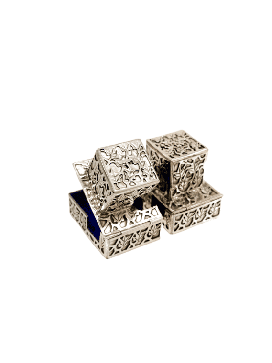 Boîtes de téfilines inspirées de la nature en argent sterling, téfilines et téfilines