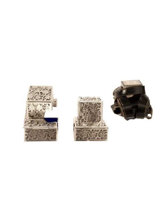 Boîtes de téfilines inspirées de la nature en argent sterling, téfilines et téfilines