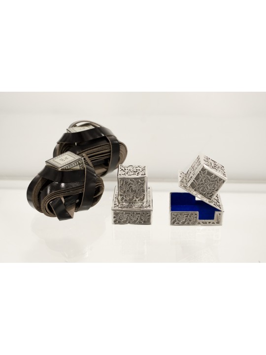 Boîtes de téfilines inspirées de la nature en argent sterling, téfilines et téfilines
