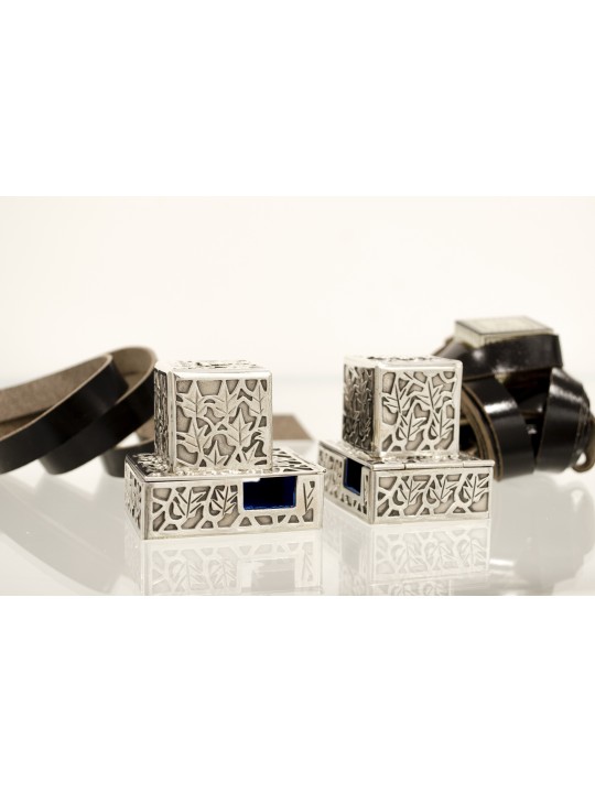 Boîtes de téfilines inspirées de la nature en argent sterling, téfilines et téfilines
