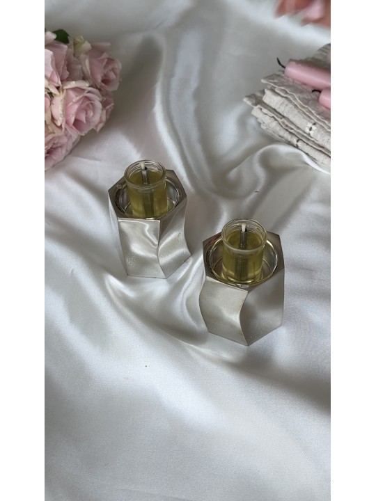 Mini bougeoirs géométriques modernes en argent massif pour bougies de Shabbat