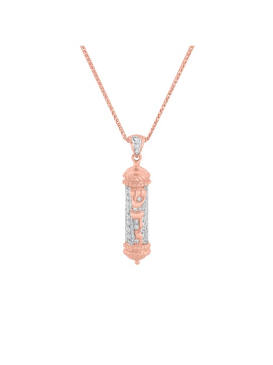 Gold Mezuzah Pendant with Glistening Diamonds , Tu B'Av Gifts , Israel