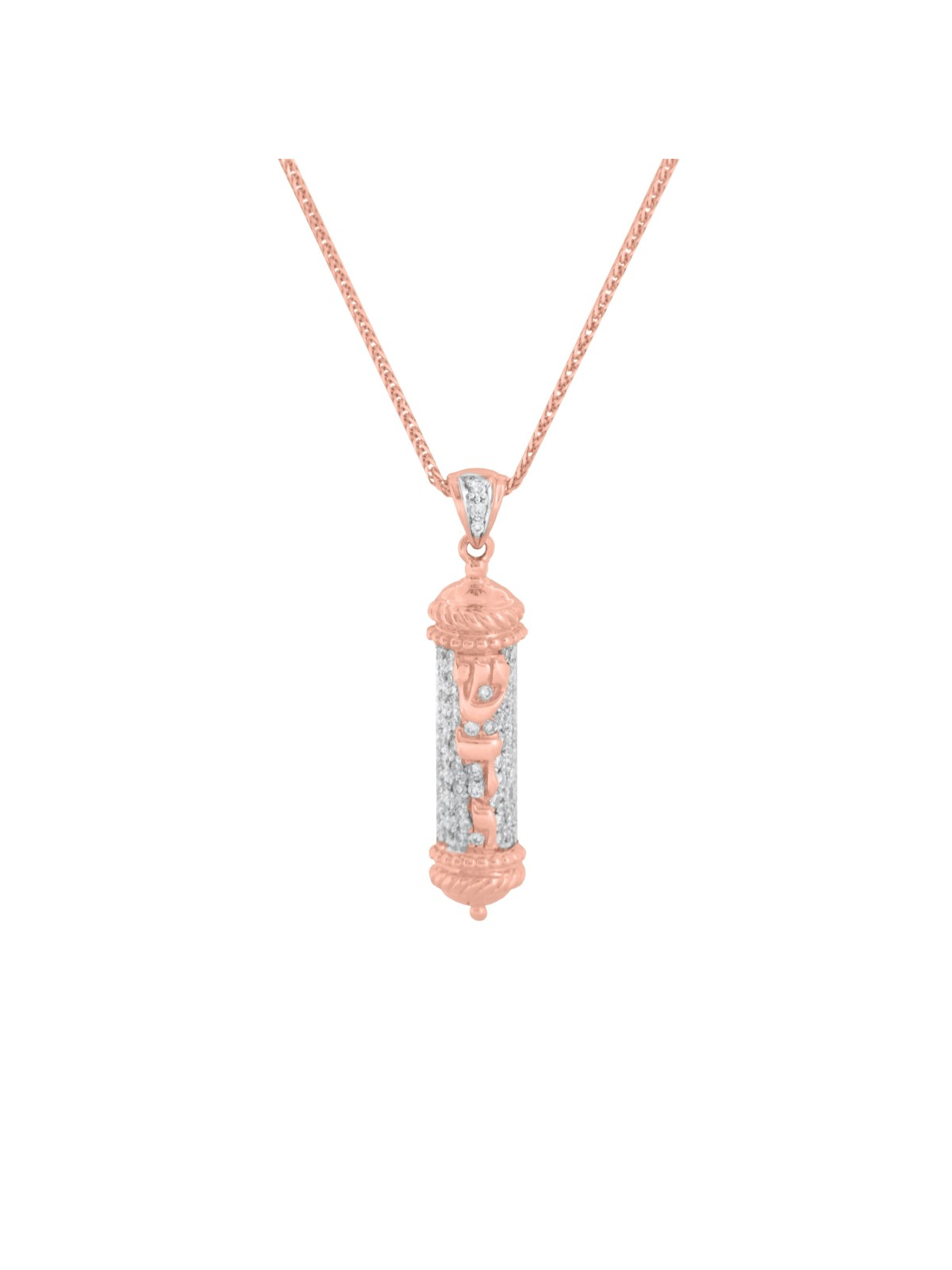 Gold Mezuzah Pendant with Glistening Diamonds , Tu B'Av Gifts , Israel