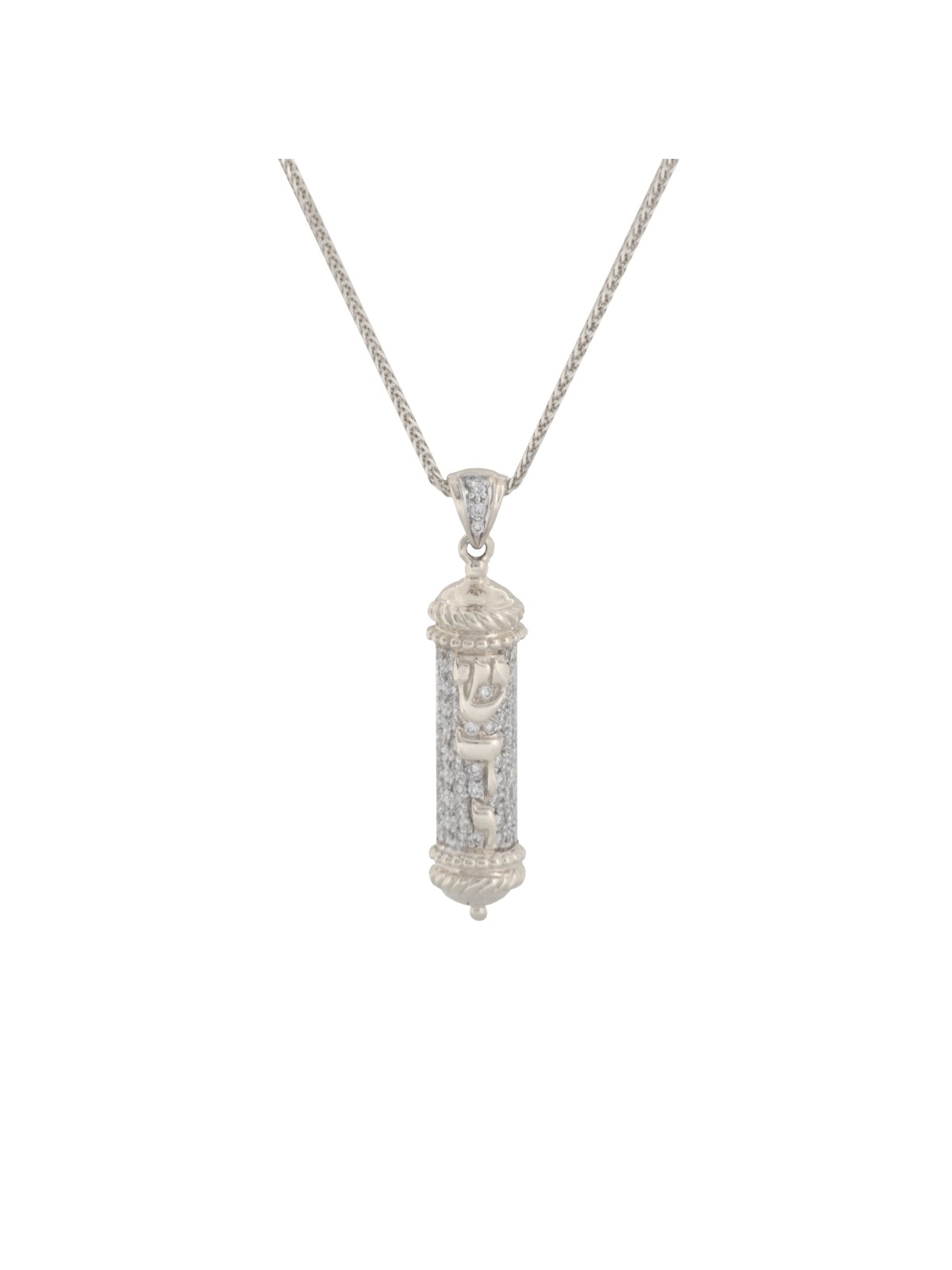 Gold Mezuzah Pendant with Glistening Diamonds , Tu B'Av Gifts , Israel