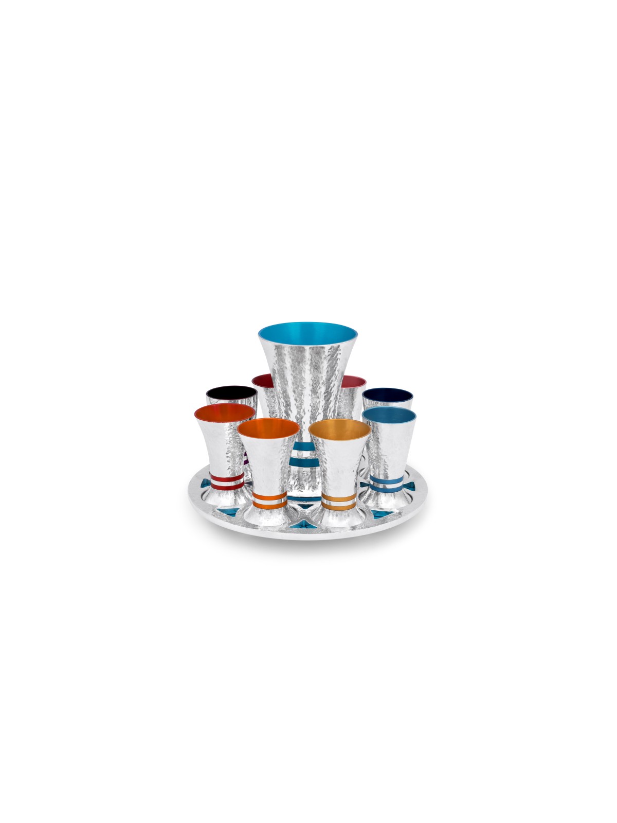 Hammered Anodized Aluminum Liquor Set with Custom  , Kiddush Fountains