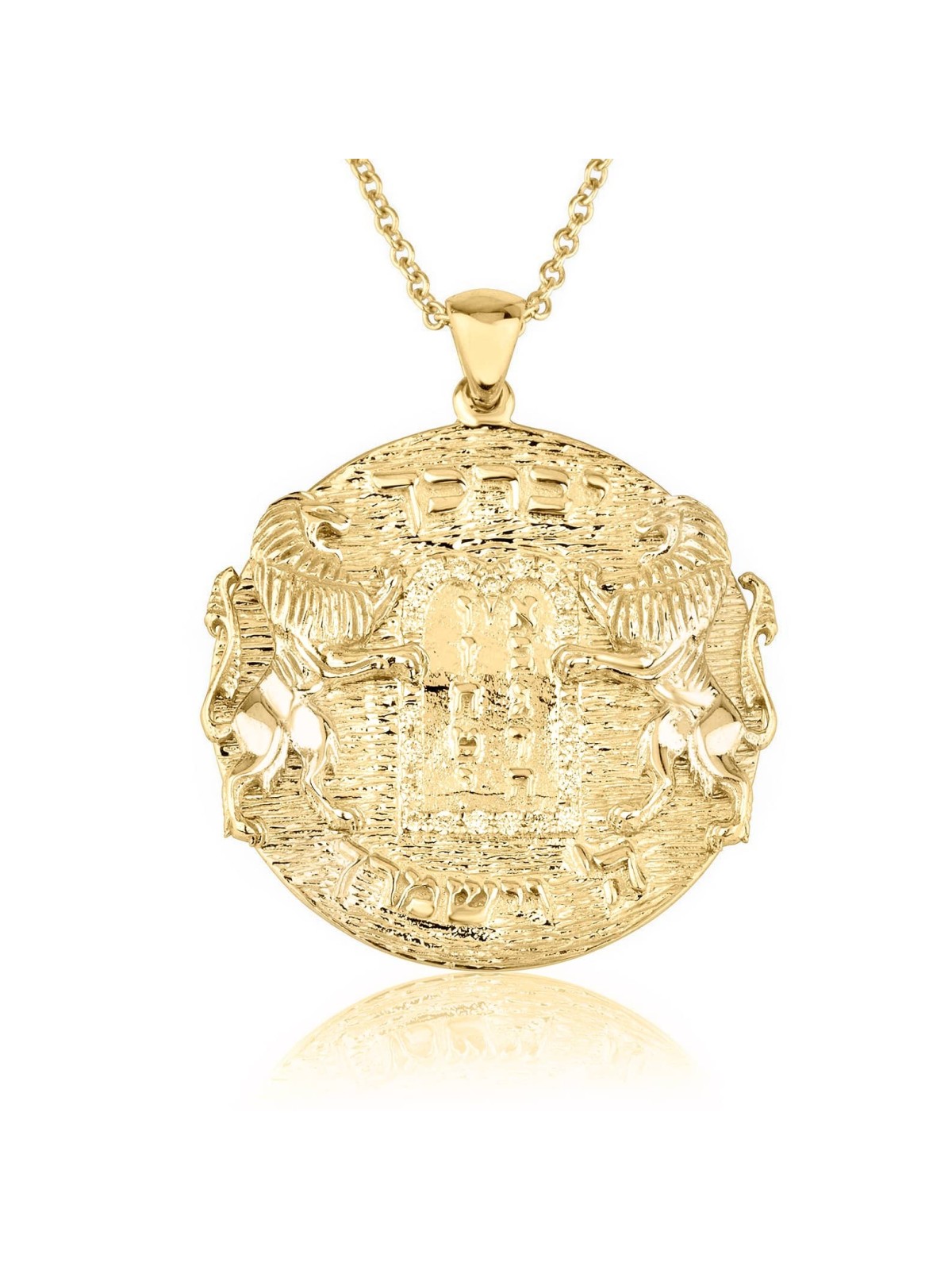 Collier spécial des dix commandements en or jaune 14 carats, ajoutez une chaîne 14 carats, est