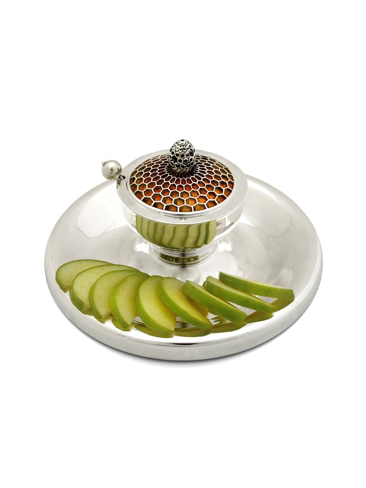Ensemble de miel de ruche d'abeille argentée avec émail, cadeaux Tu B'Av, judaïque israélien