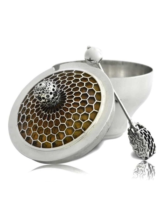 Plat en nid d’abeille orange et rouge en argent sterling, cadeaux Tu B’Av, israélien