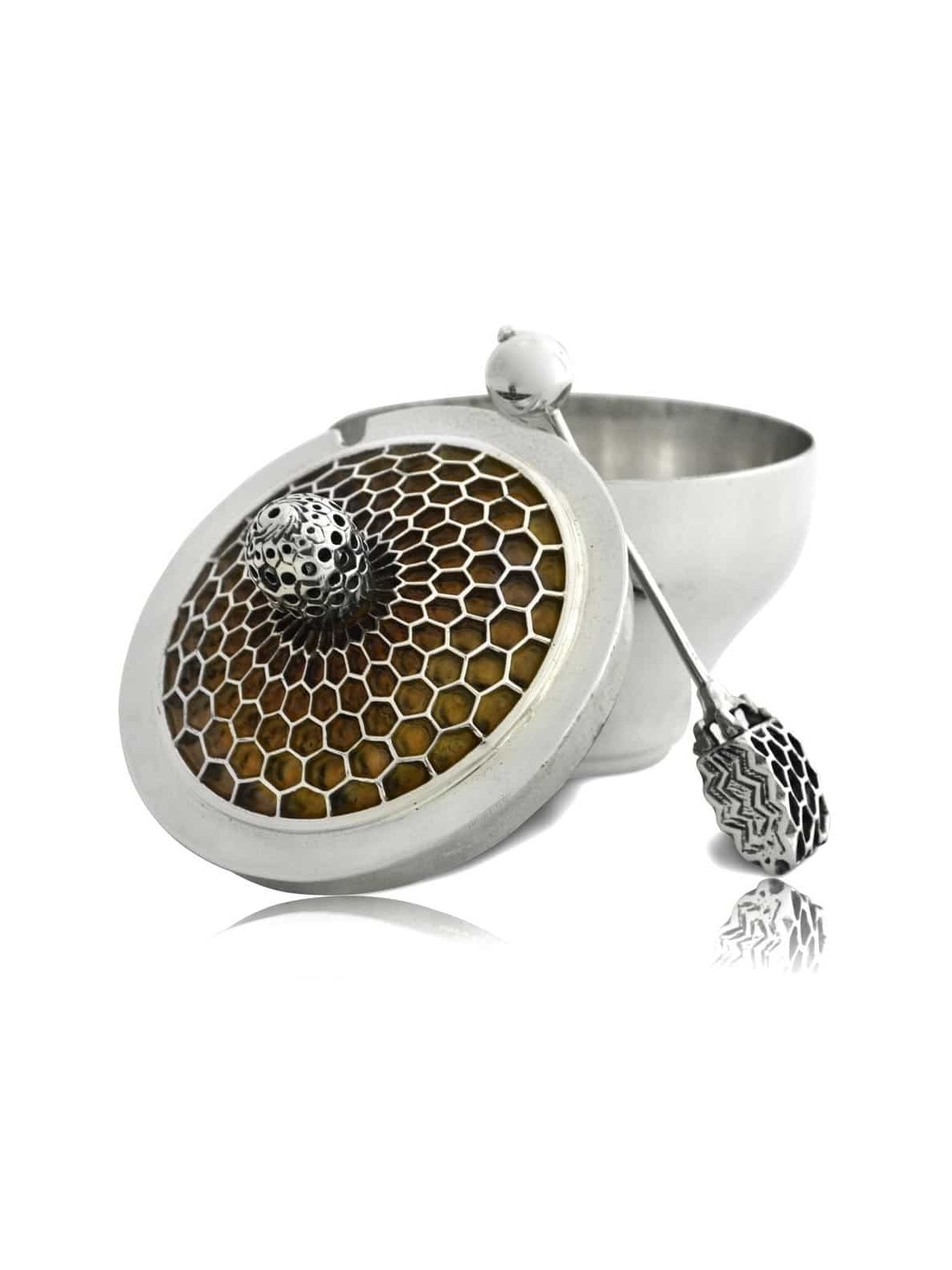 Plat en nid d’abeille orange et rouge en argent sterling, cadeaux Tu B’Av, israélien