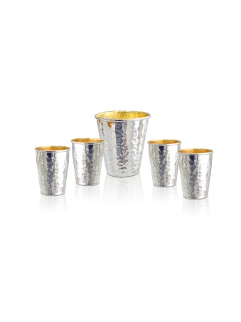 Coupe de Kiddouch en argent martelé classique et liqueurs Se, cadeaux de Pâque,