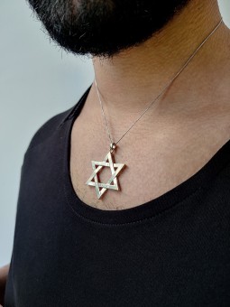 Étoile de David classique extra large en or blanc 14 carats p , Cadeaux Tu B'Av , I