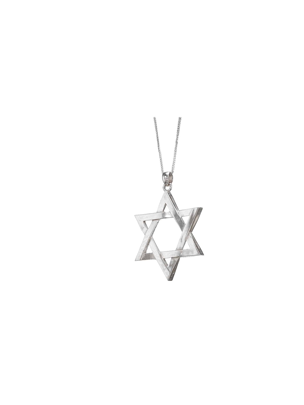 מגן דוד קלאסי זהב לבן 14 קראט גדול במיוחד פ , מתנות ט"ו באב , א